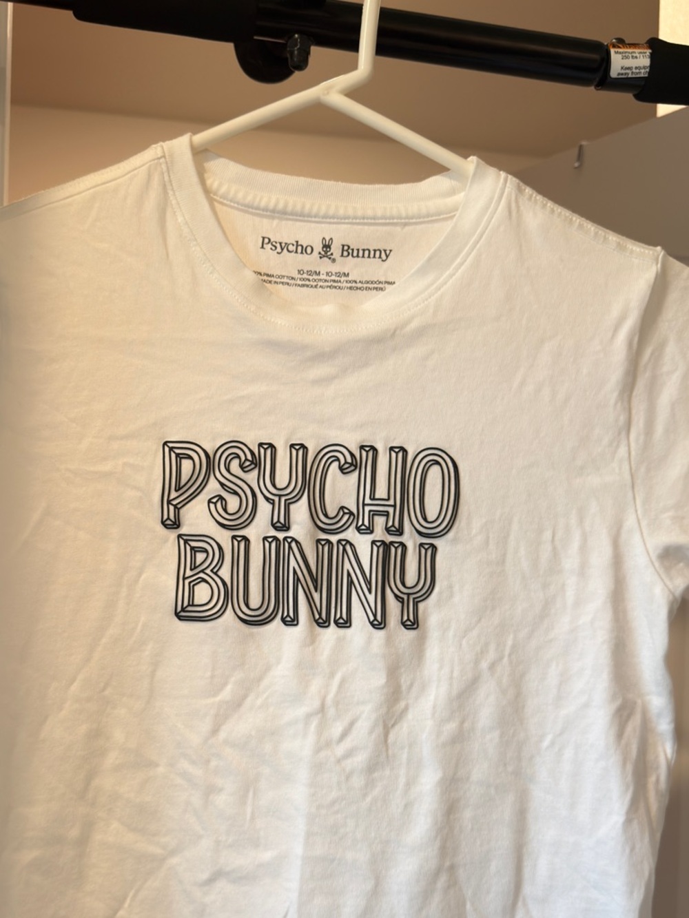 Psycho Bunny White Tee with Black Outline Logo